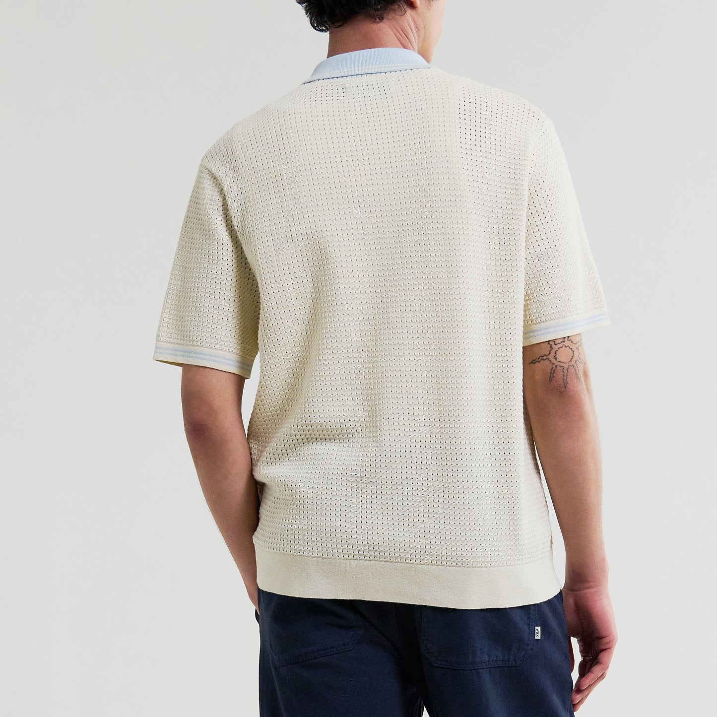 Wax London Belle Tipped Pointelle SS Pale Blue Shirt