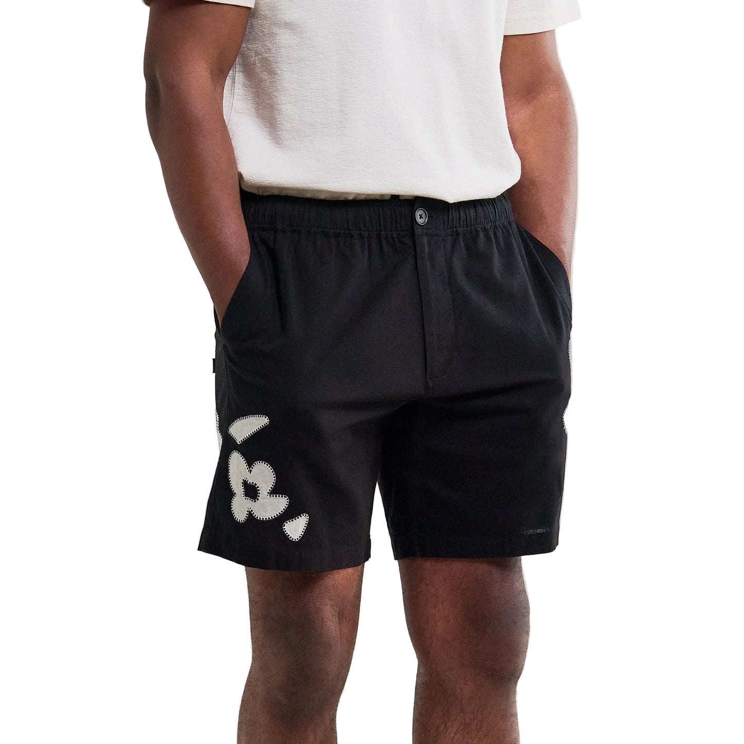 Wax London Kurt Abstract Applique Black Short