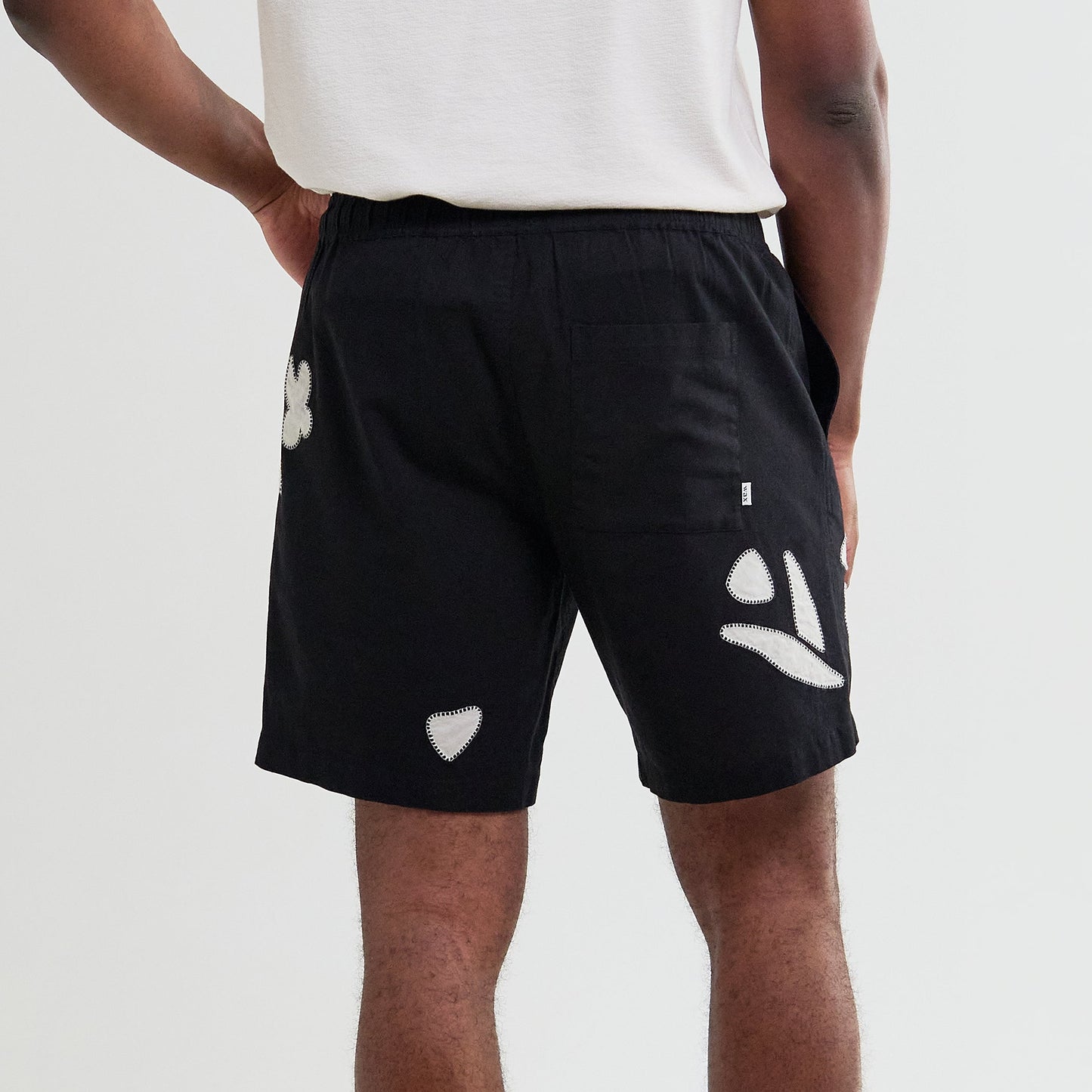 Wax London Kurt Abstract Applique Black Short
