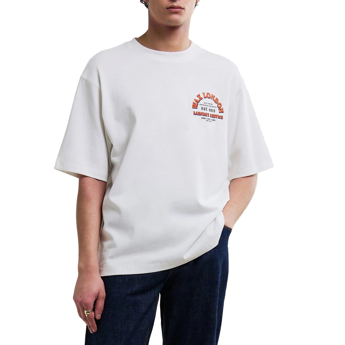 Wax London Milton Laundry Print White Tee