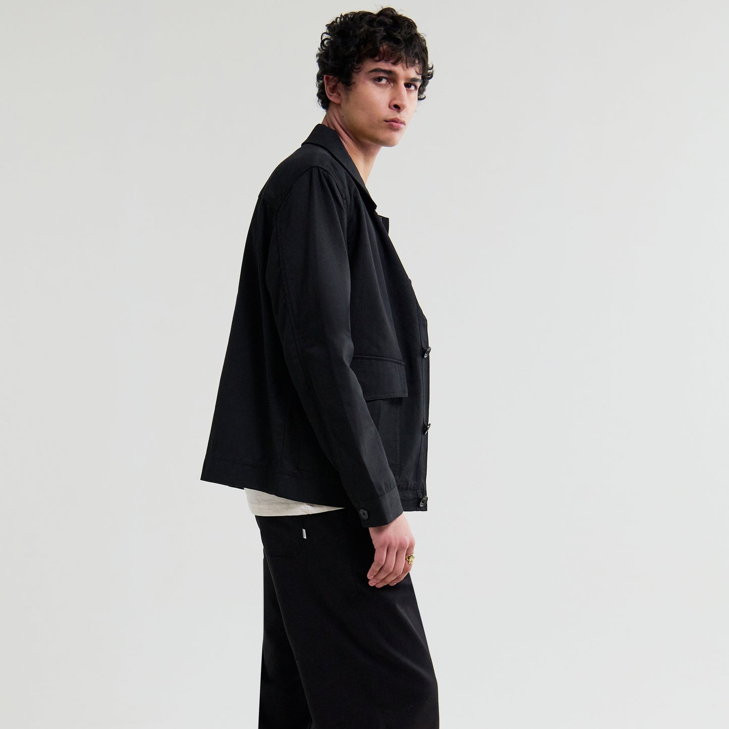 Wax London Strand Cotton Tencel Black Jacket