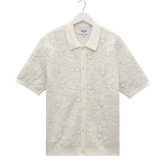Wax London Tellaro Flower Jacquard Ecru Natural Shirt