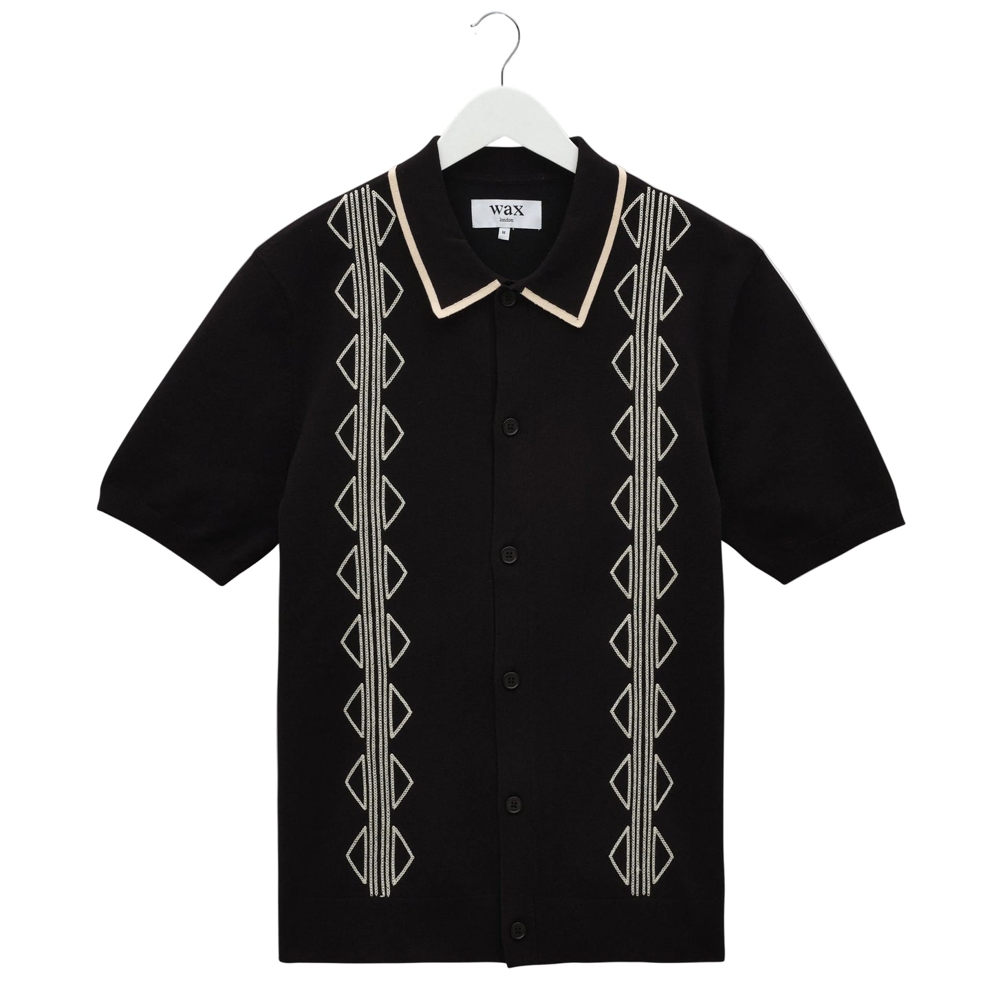 Wax London Tellaro Retro Embroidery Black Ecru SS Shirt