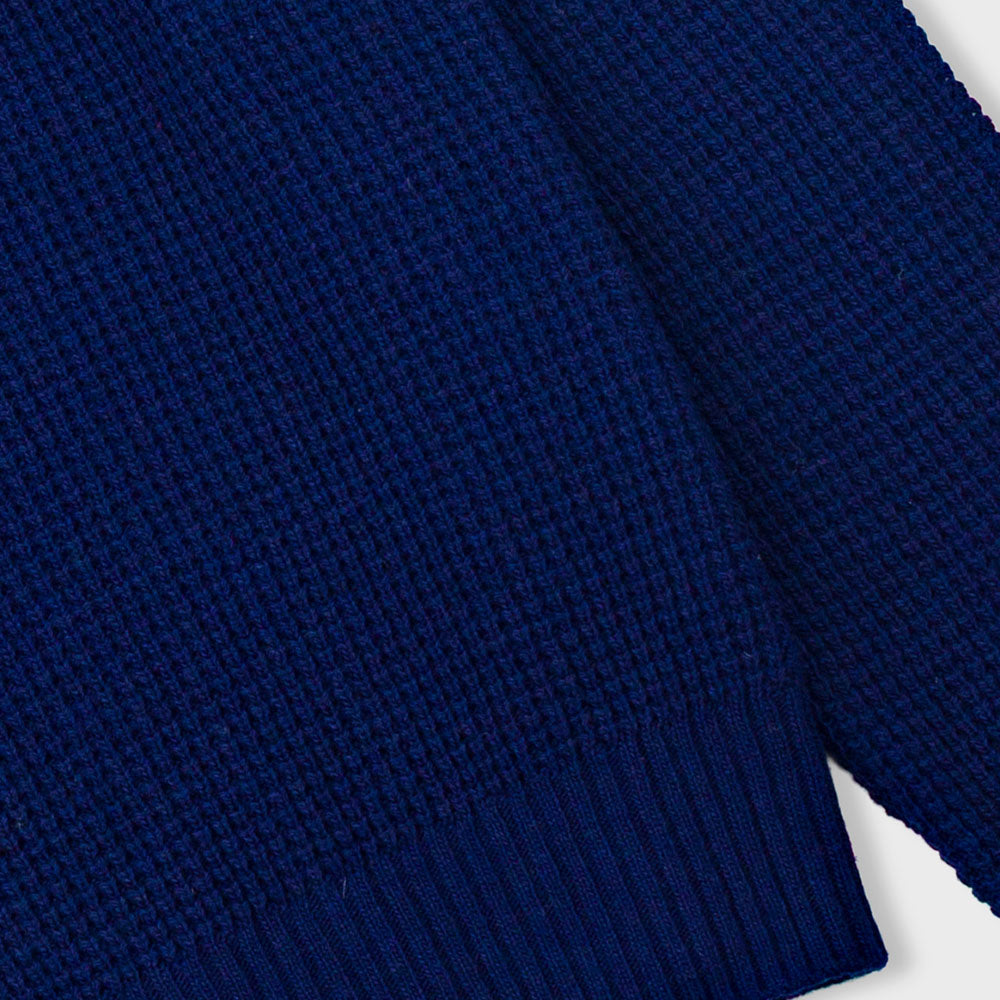 Folk Waffle Crew Navy Knit