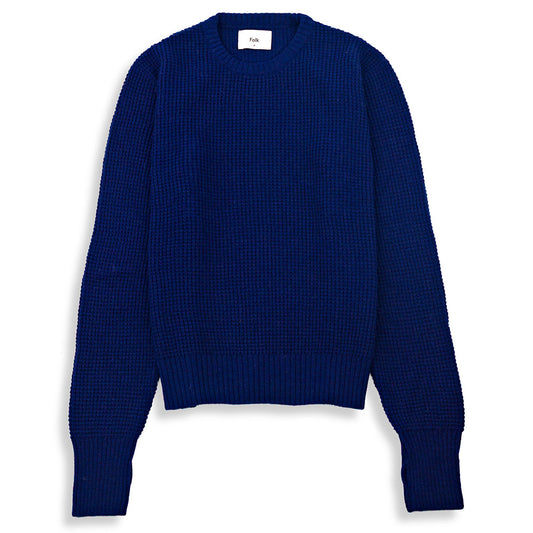 Folk Waffle Crew Navy Knit