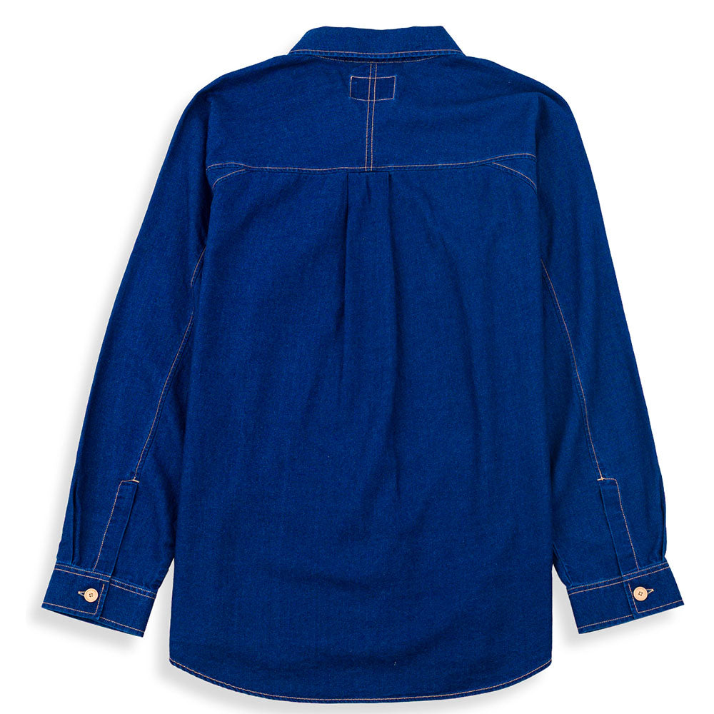 Folk Raglan Indigo Twill Denim Shirt