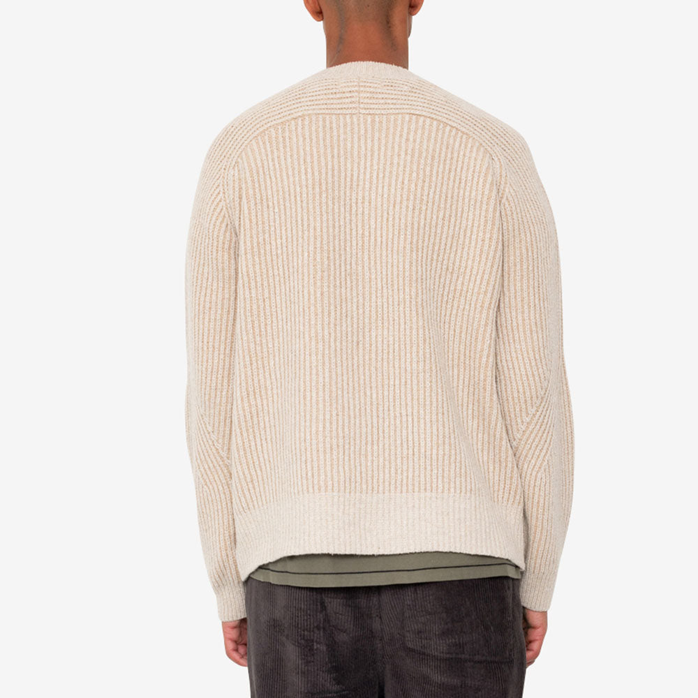 Folk Plated Rib Crew Stone Ecru Knit