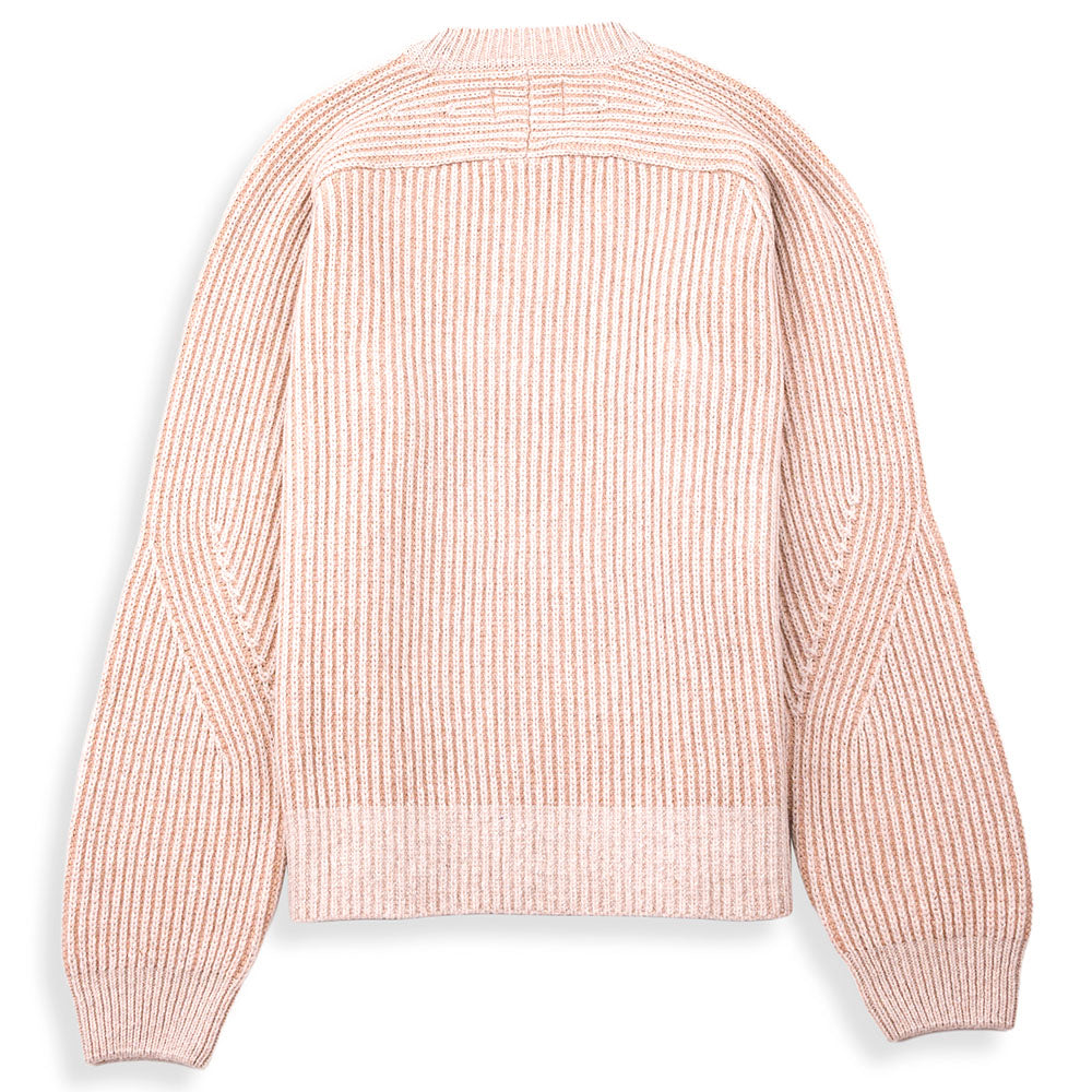 Folk Plated Rib Crew Stone Ecru Knit