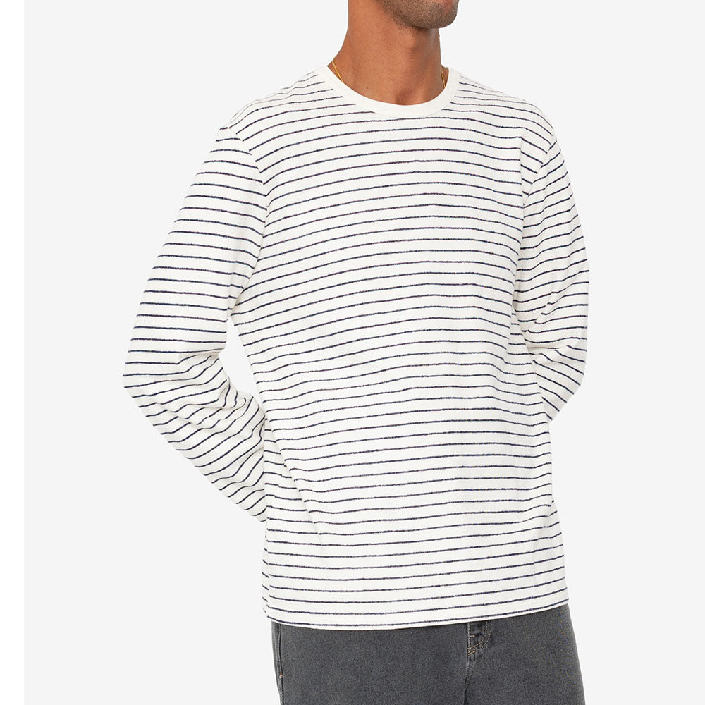 Folk Long Sleeve Textured Stripe Ecru Tee