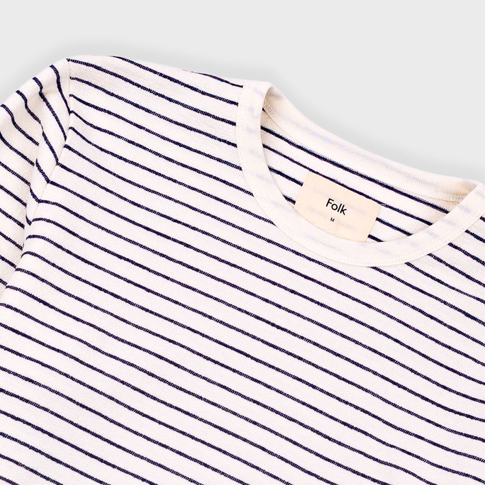Folk Long Sleeve Textured Stripe Ecru Tee