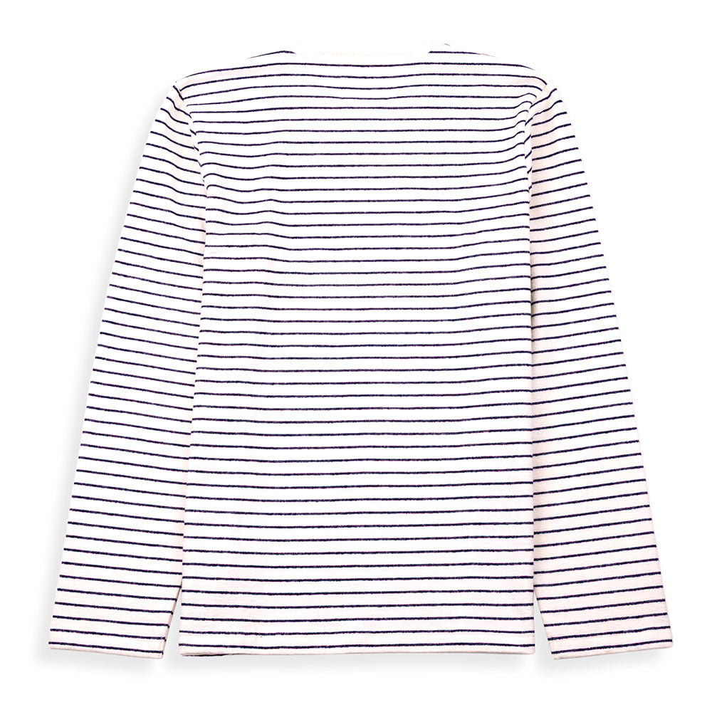 Folk Long Sleeve Textured Stripe Ecru Tee
