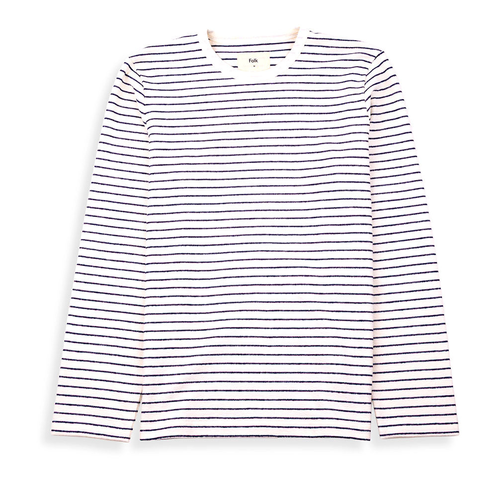 Folk Long Sleeve Textured Stripe Ecru Tee