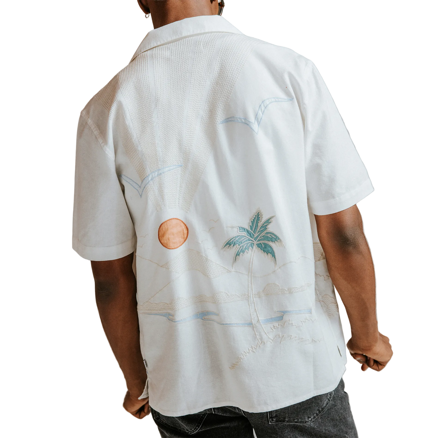 Wax London Didcot Summer Embroidered SS Ecru Shirt