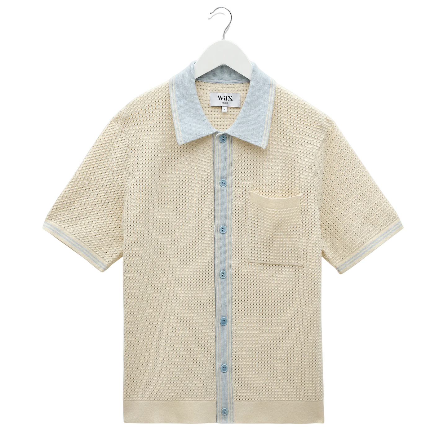 Wax London Belle Tipped Pointelle SS Pale Blue Shirt