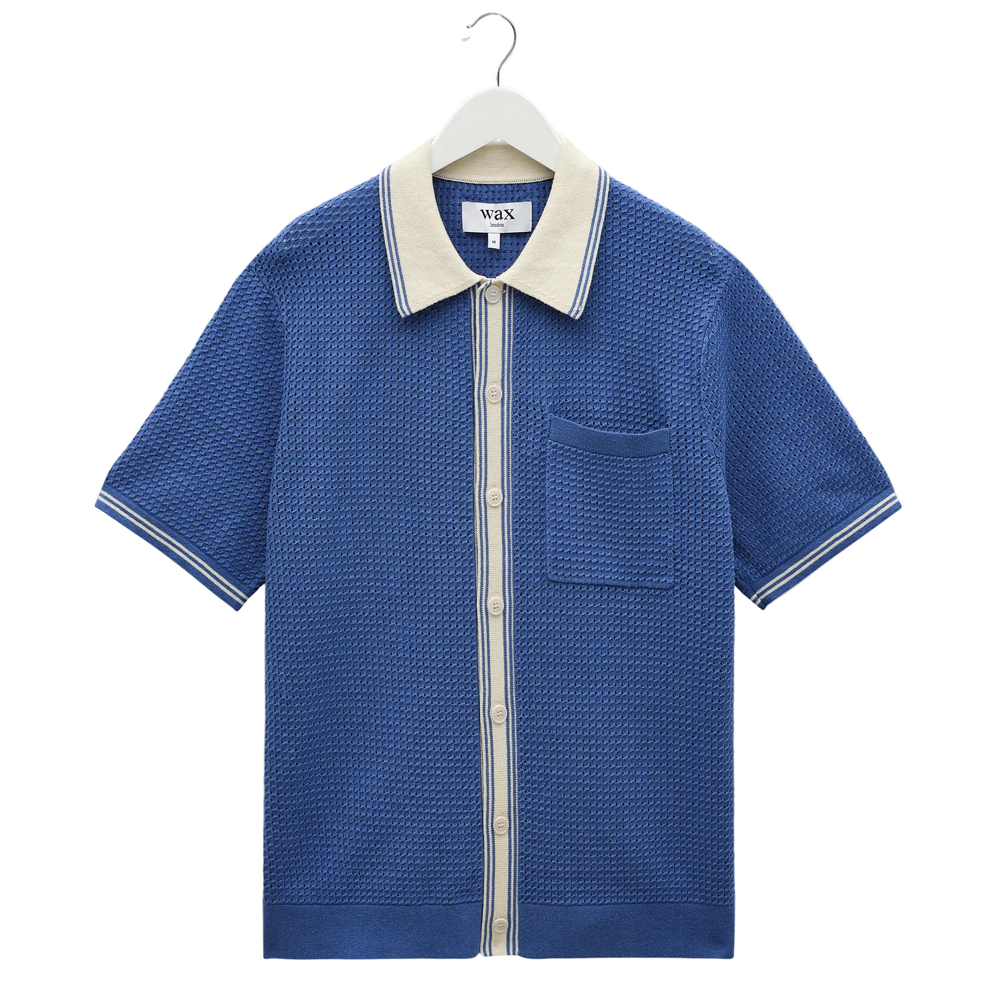 Wax London Belle Tipped Pointelle SS Blue Shirt