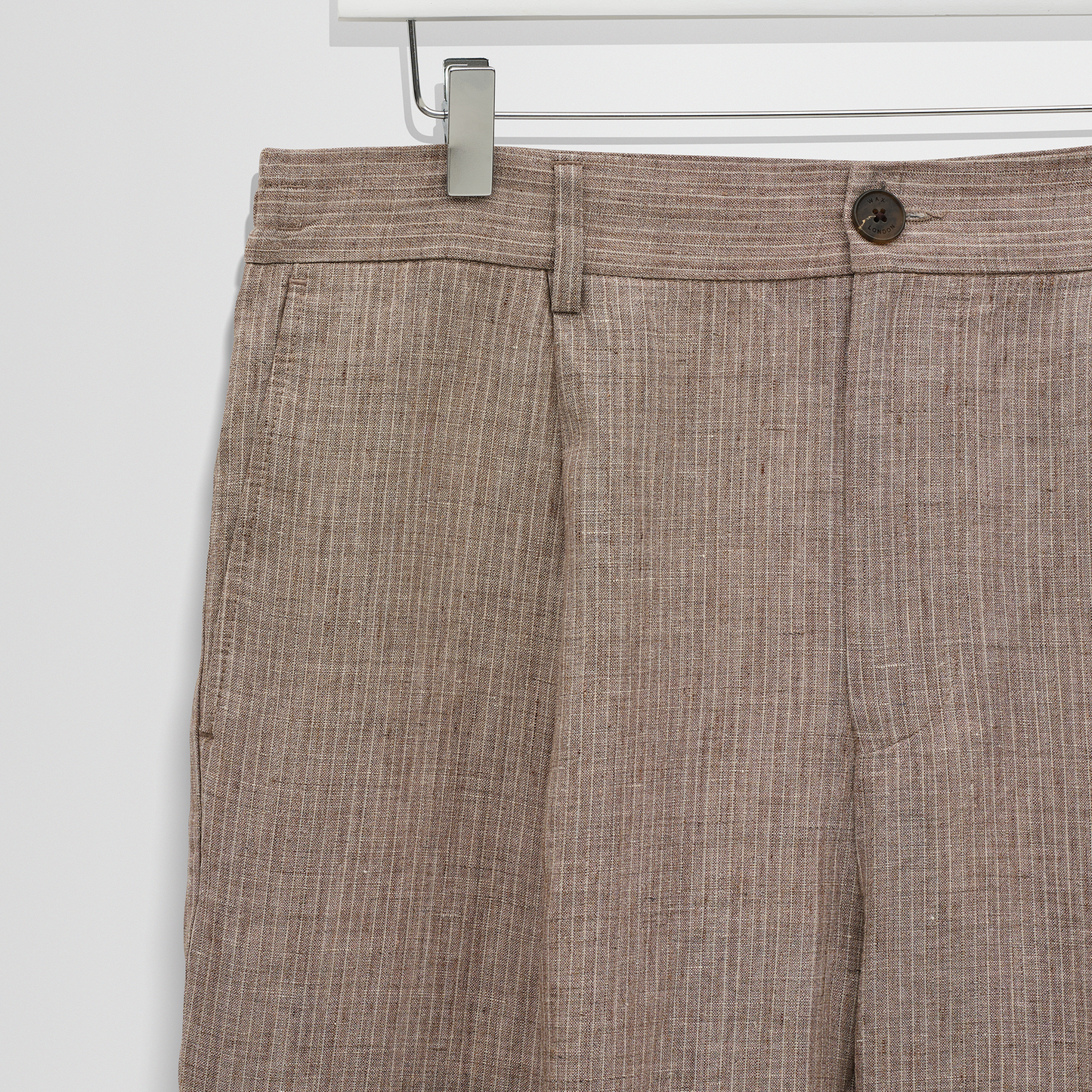 Wax London Malham Linen Stripe Beige Trouser