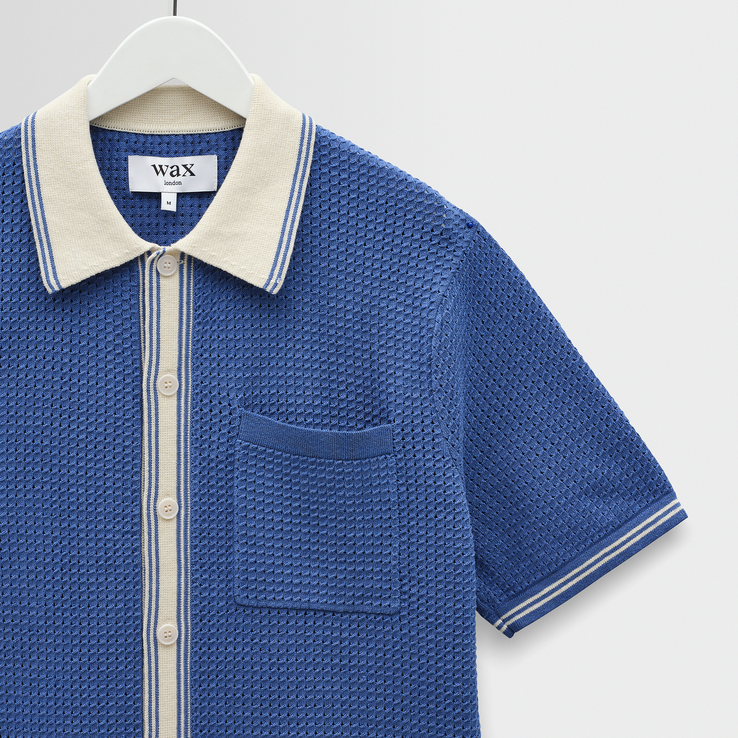 Wax London Belle Tipped Pointelle SS Blue Shirt