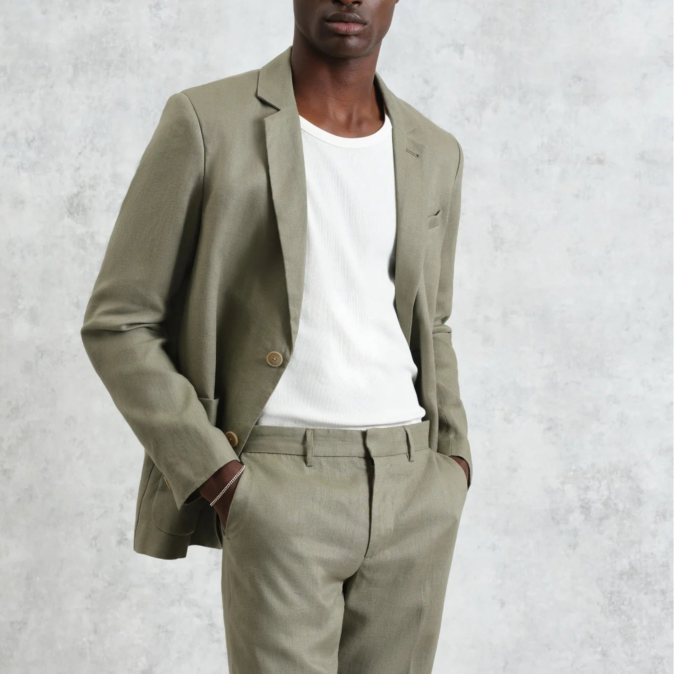Wax London Fintry Linen Khaki Blazer