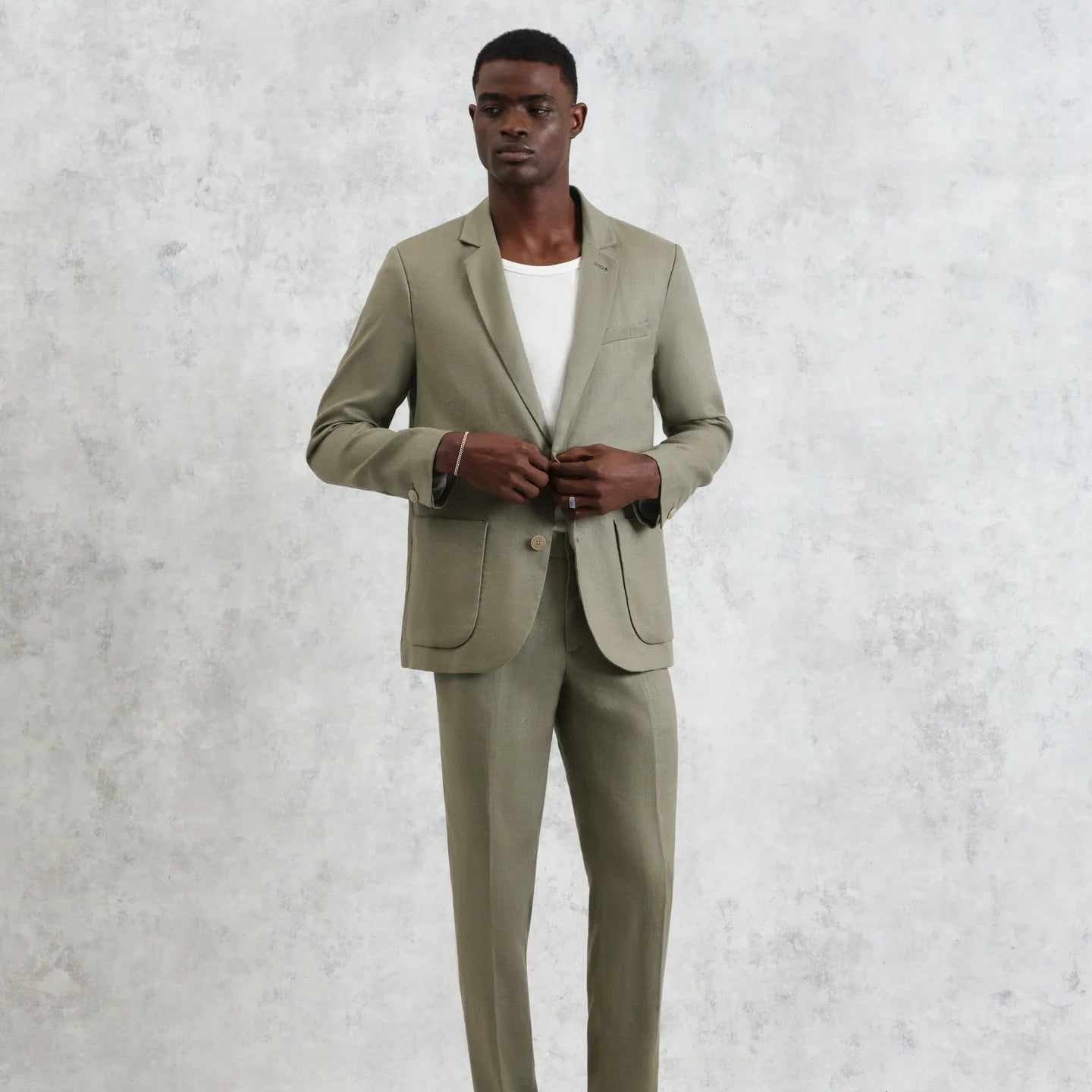 Wax London Fintry Linen Khaki Blazer