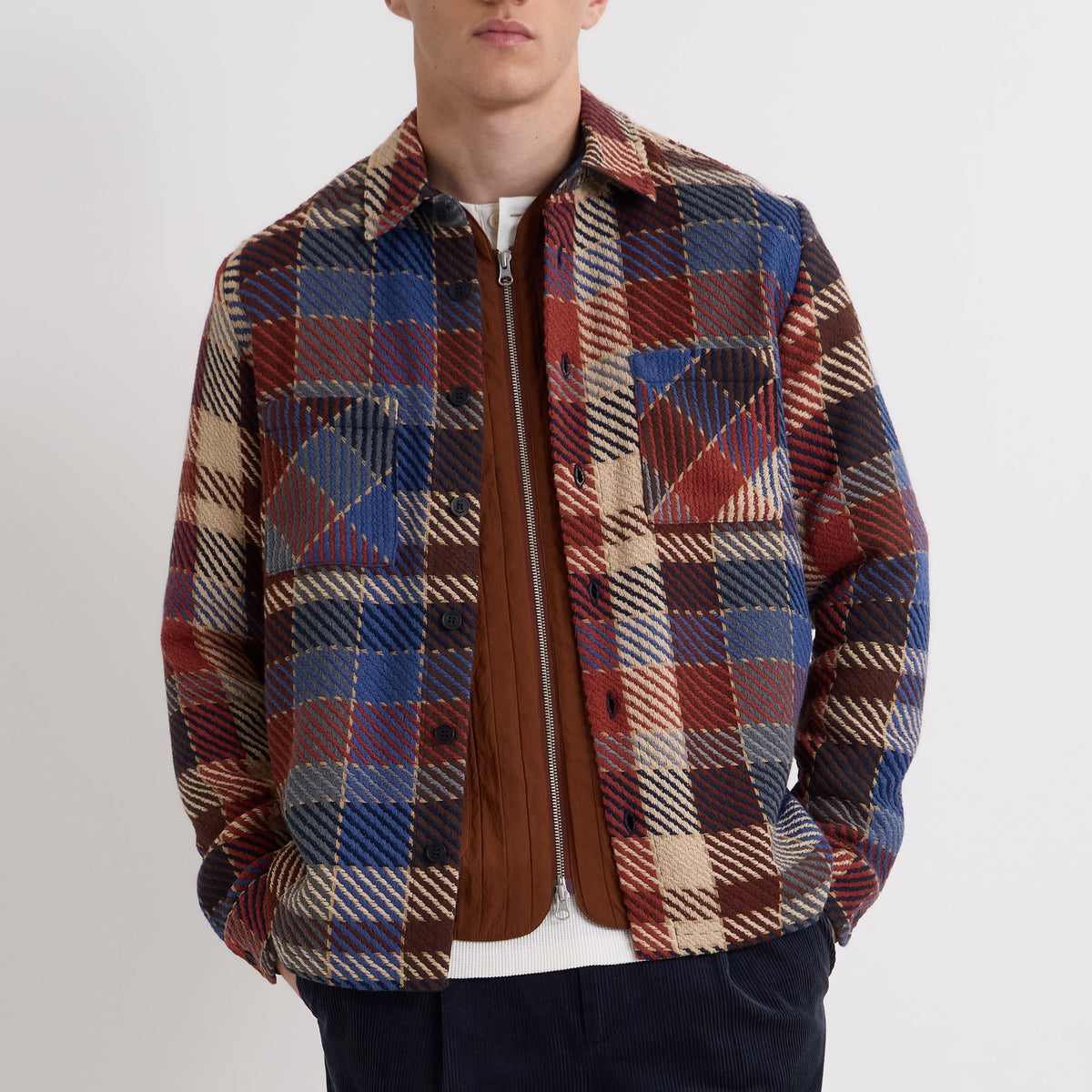 Wax London Whiting Pike Check Rust Multi Overshirt