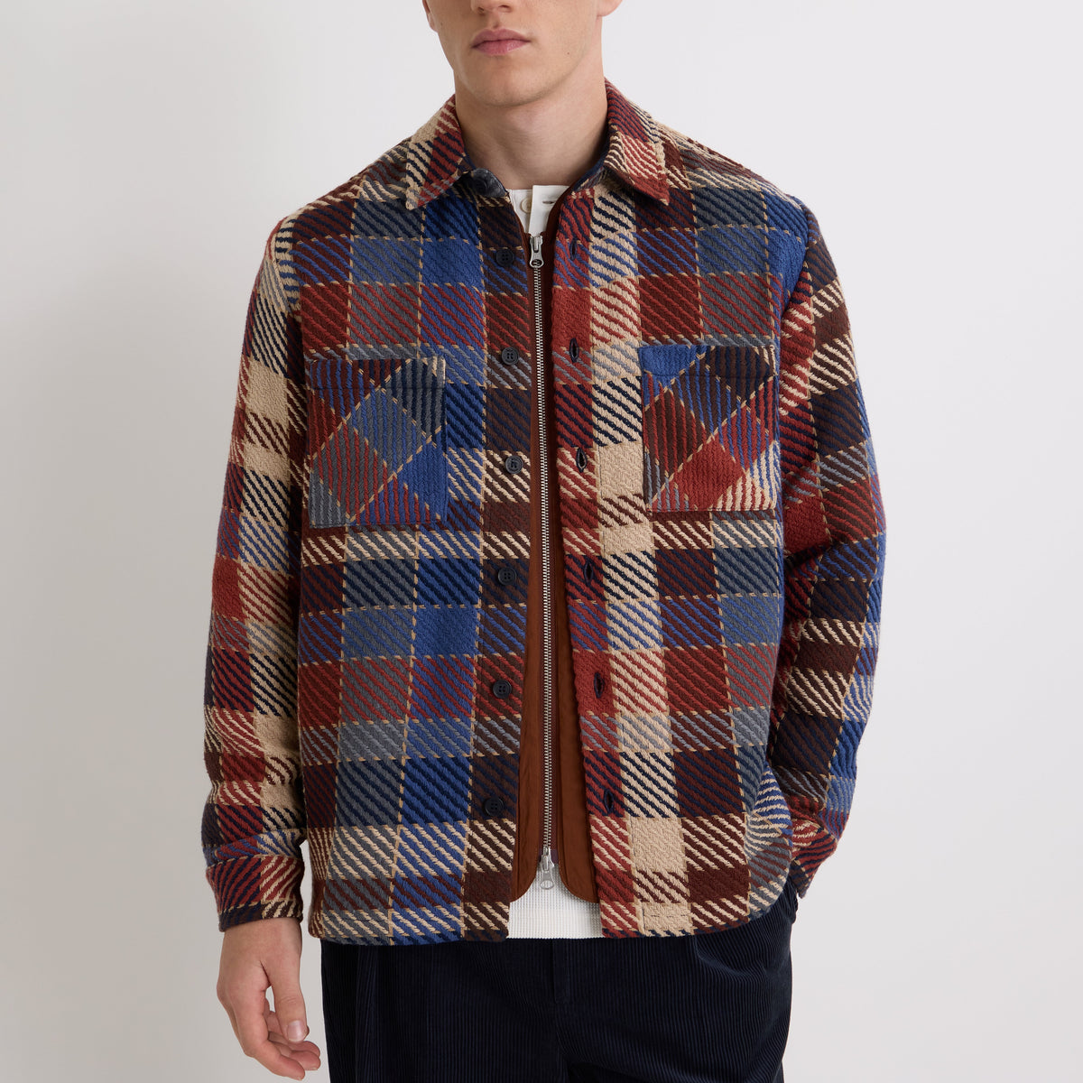 Wax London Whiting Pike Check Rust Multi Overshirt