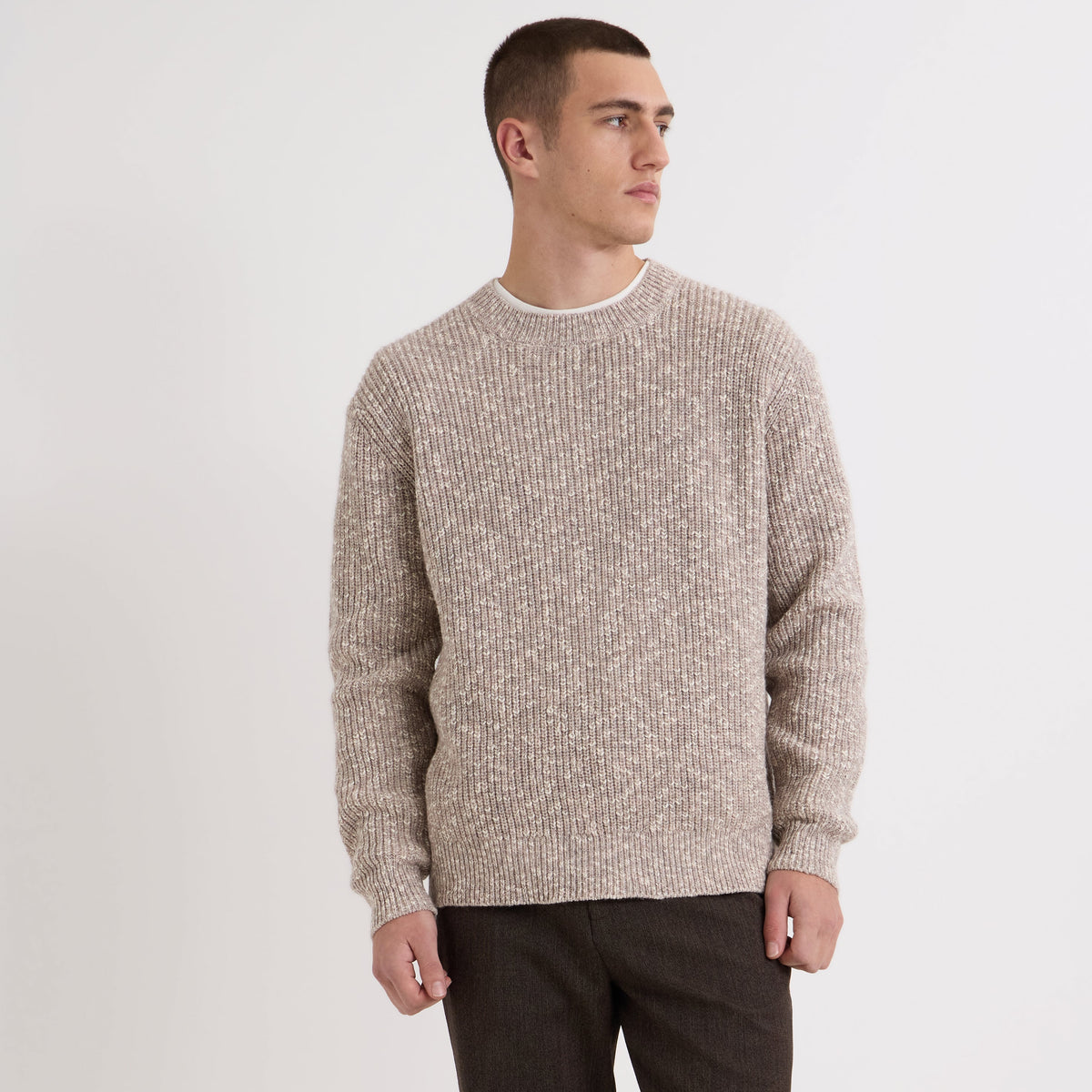 Wax London Wilde Crew Rib Fleck Natural Knit