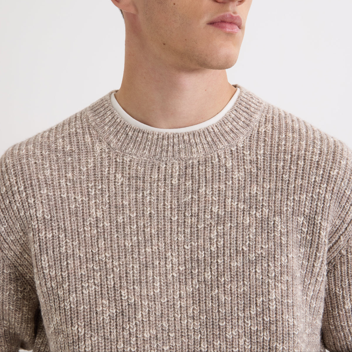 Wax London Wilde Crew Rib Fleck Natural Knit