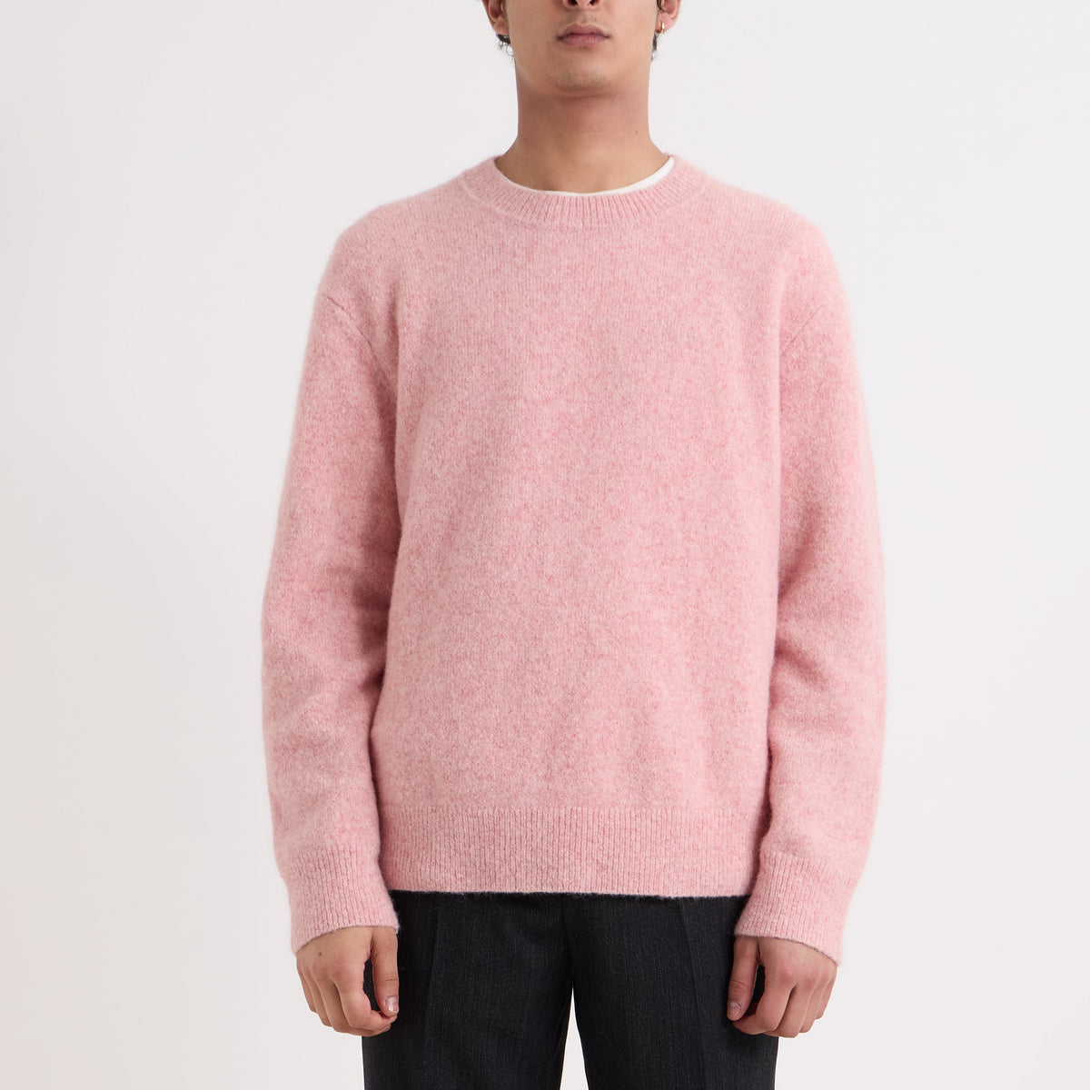 Wax London Wilde Crew Fluffy Wool Blend Pale Pink Knit