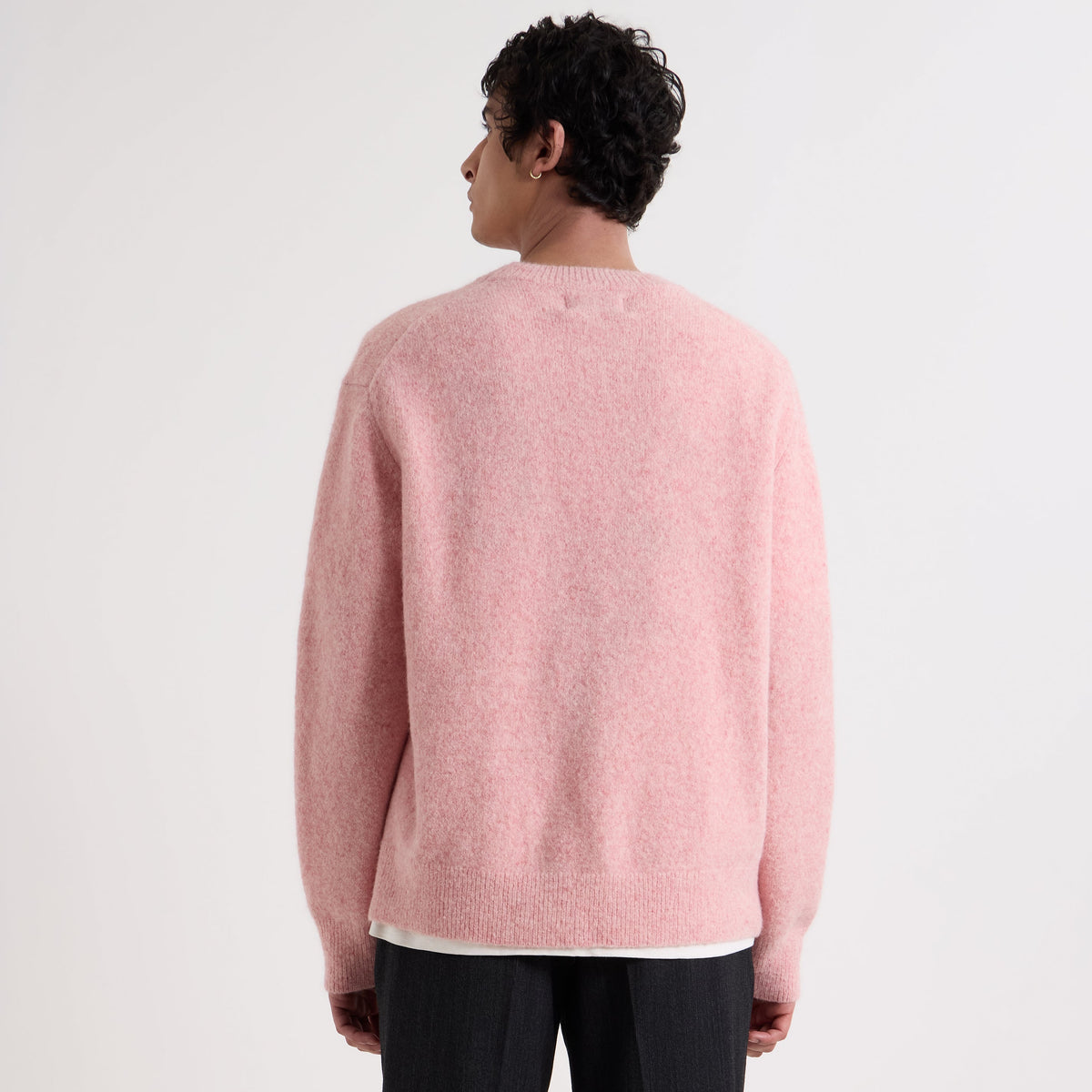 Wax London Wilde Crew Fluffy Wool Blend Pale Pink Knit
