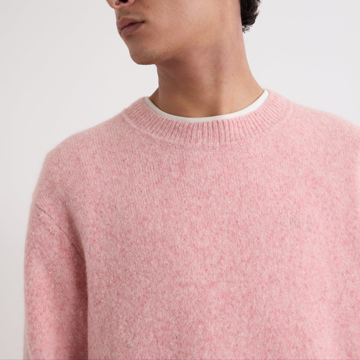 Wax London Wilde Crew Fluffy Wool Blend Pale Pink Knit