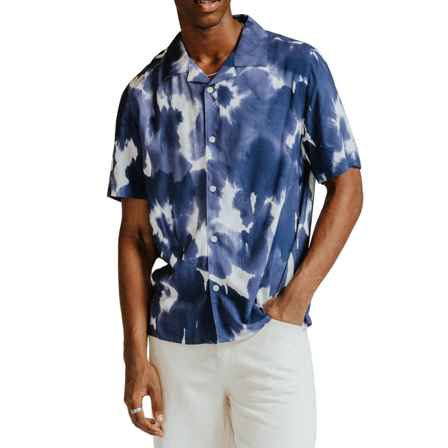 Wax London Didcot Pressed Floral Navy SS Shirt