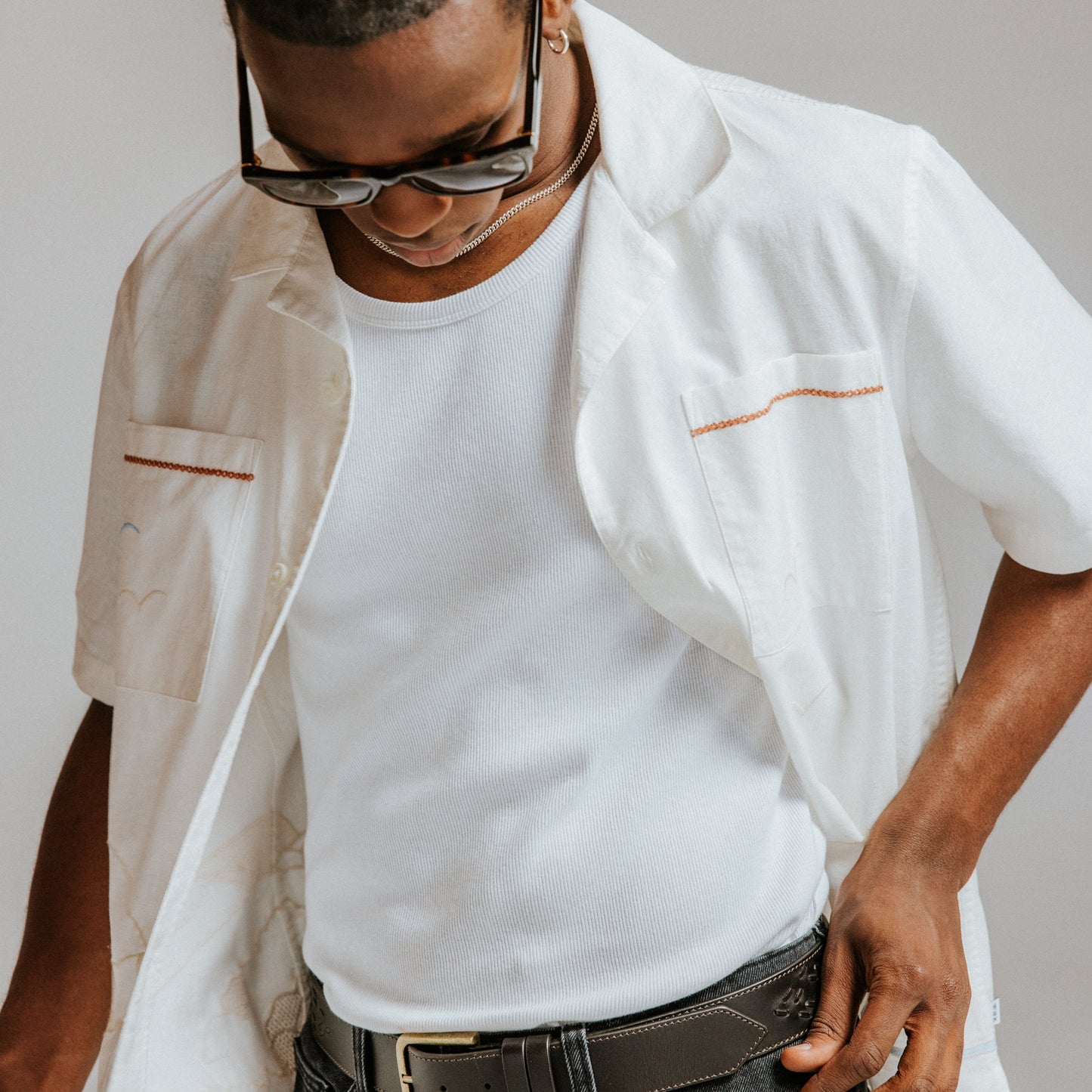 Wax London Didcot Summer Embroidered SS Ecru Shirt