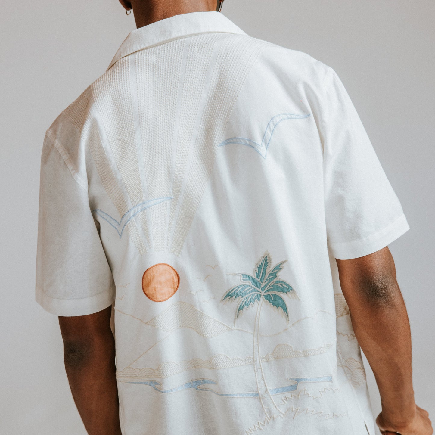 Wax London Didcot Summer Embroidered SS Ecru Shirt