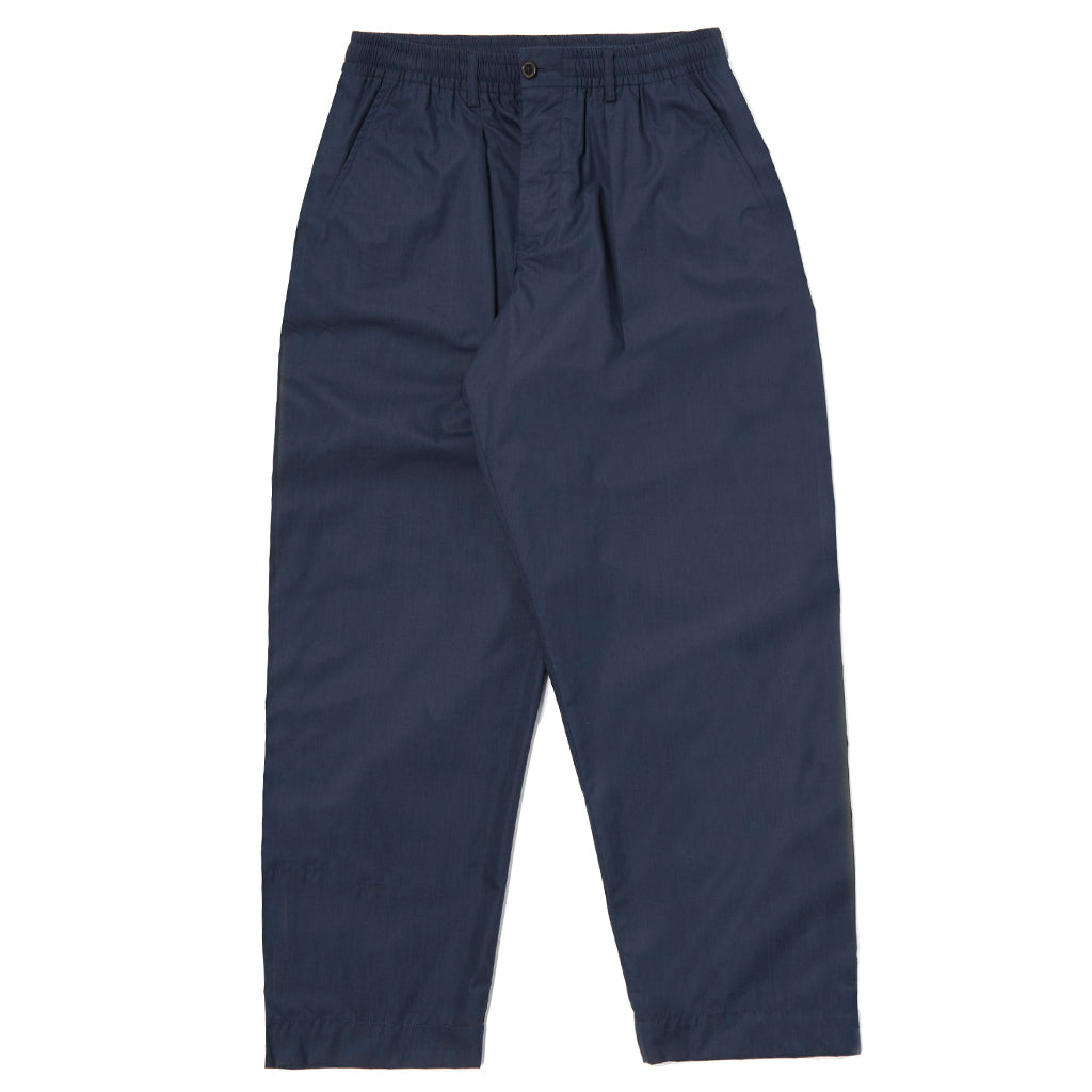 Universal Works Pleated Track Pant Poly Tech Navy Trouser