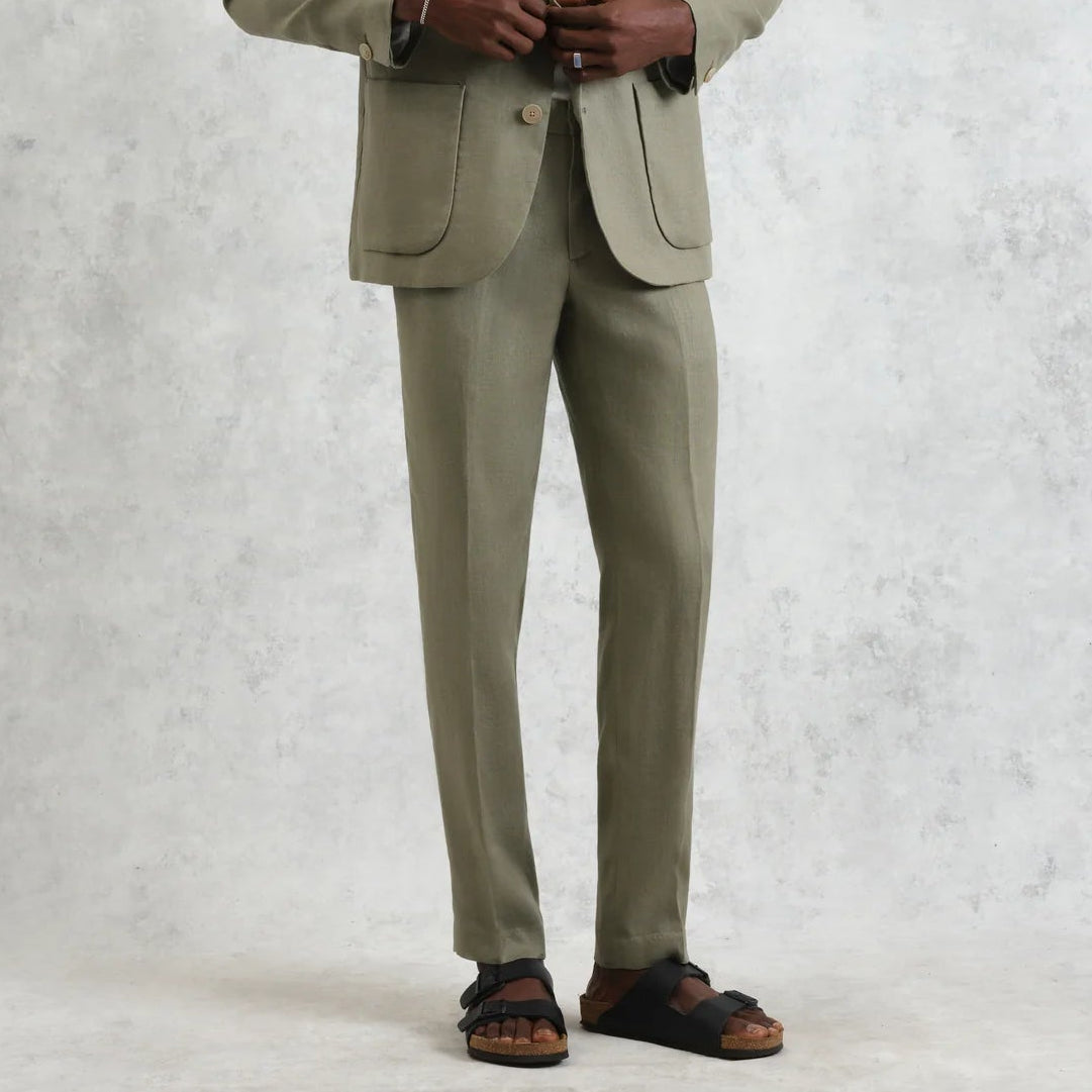 Wax London Alp Linen Khaki Trouser