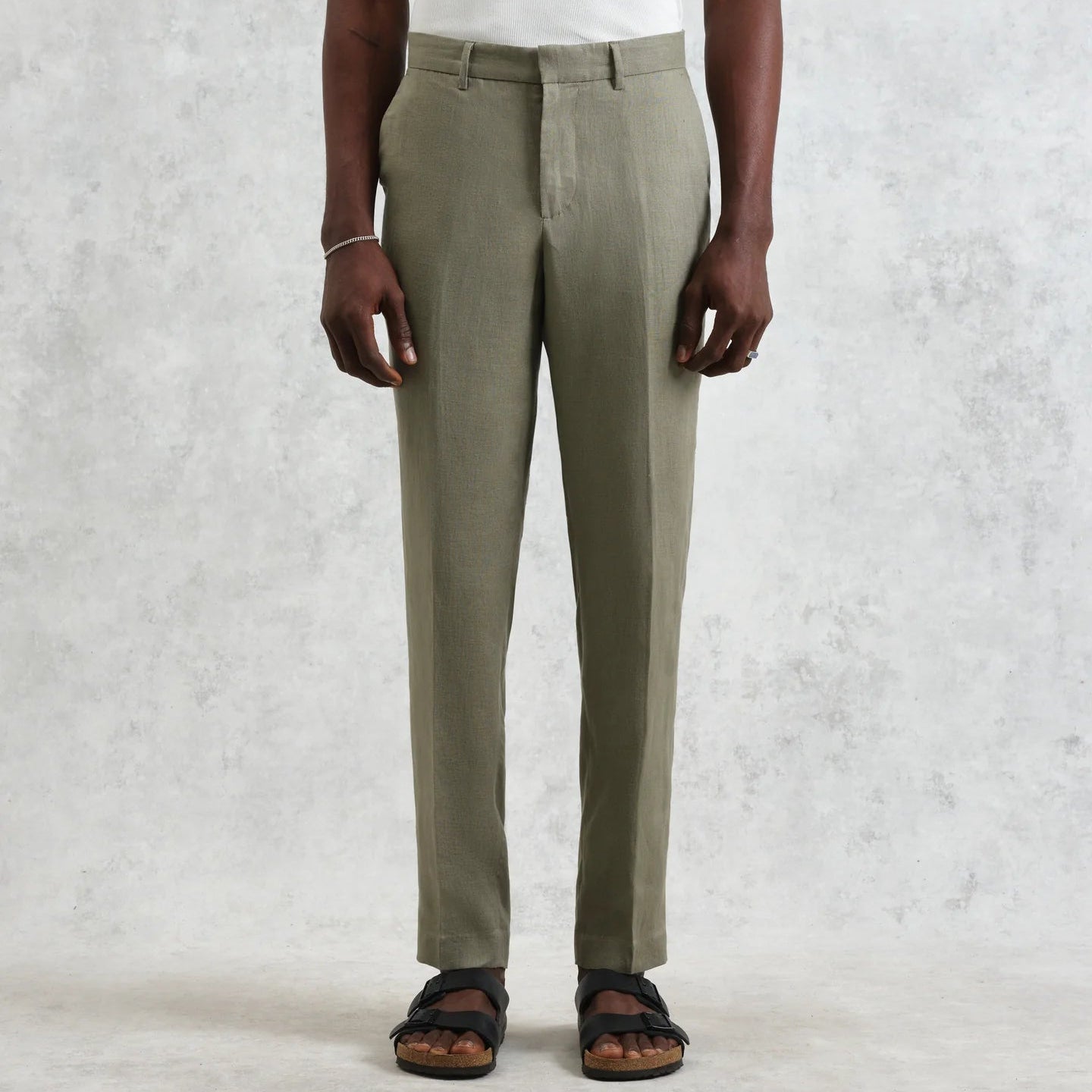 Wax London Alp Linen Khaki Trouser