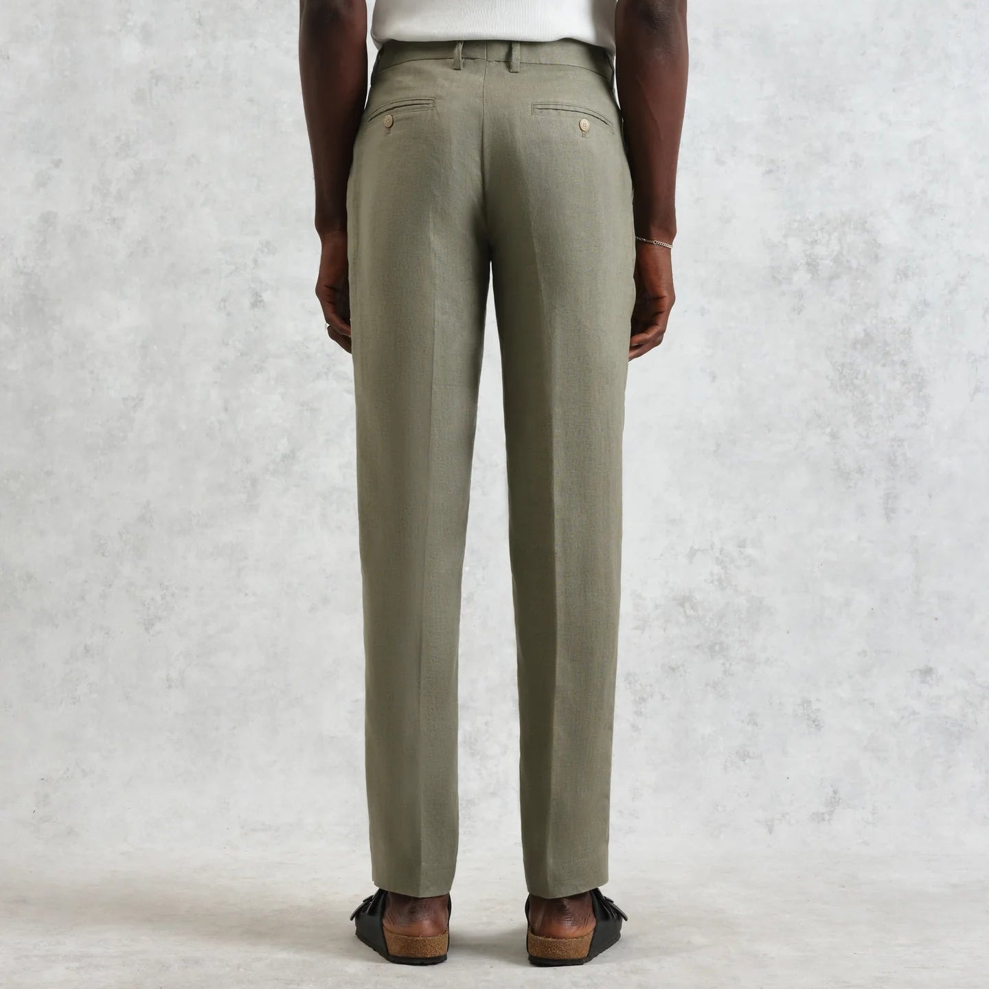 Wax London Alp Linen Khaki Trouser