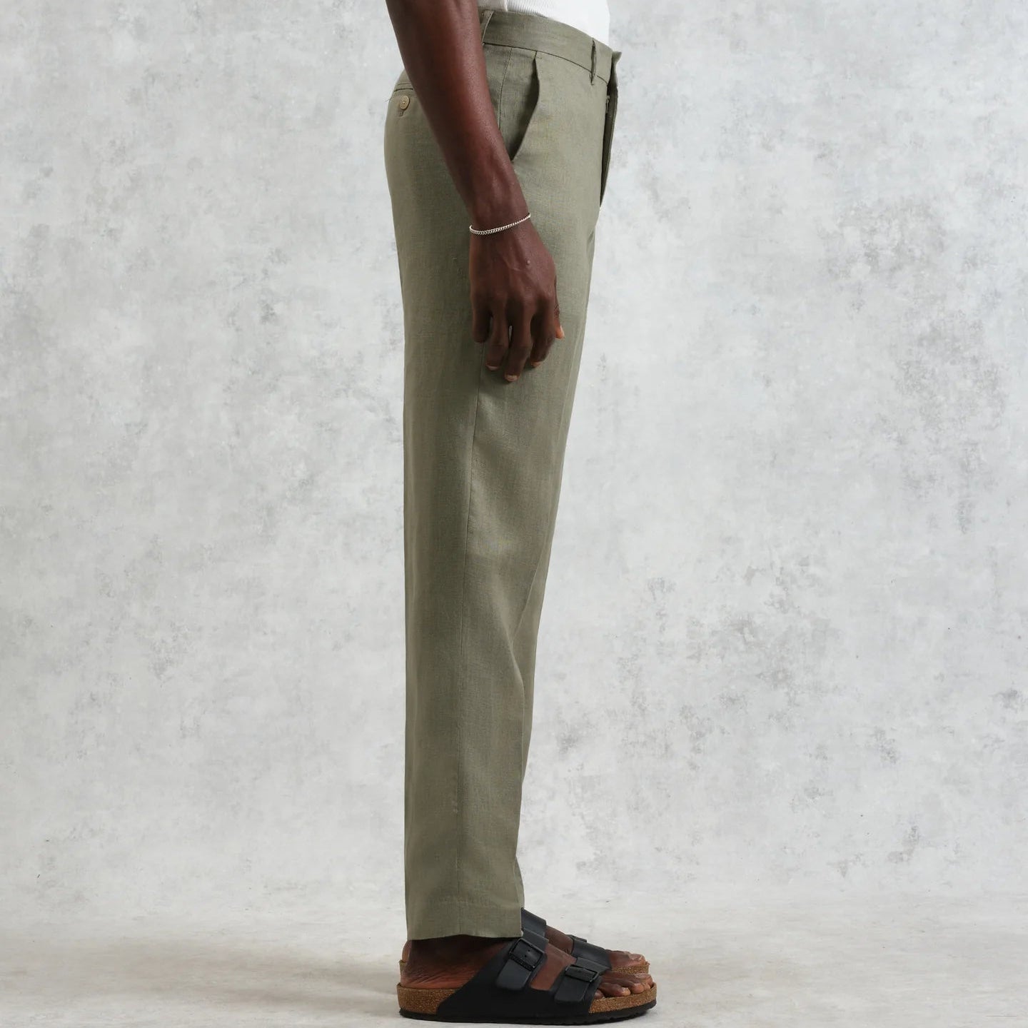 Wax London Alp Linen Khaki Trouser