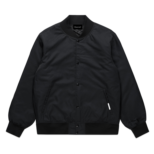 Cassiel Satin Nylon Black Collage Bomber Jacket