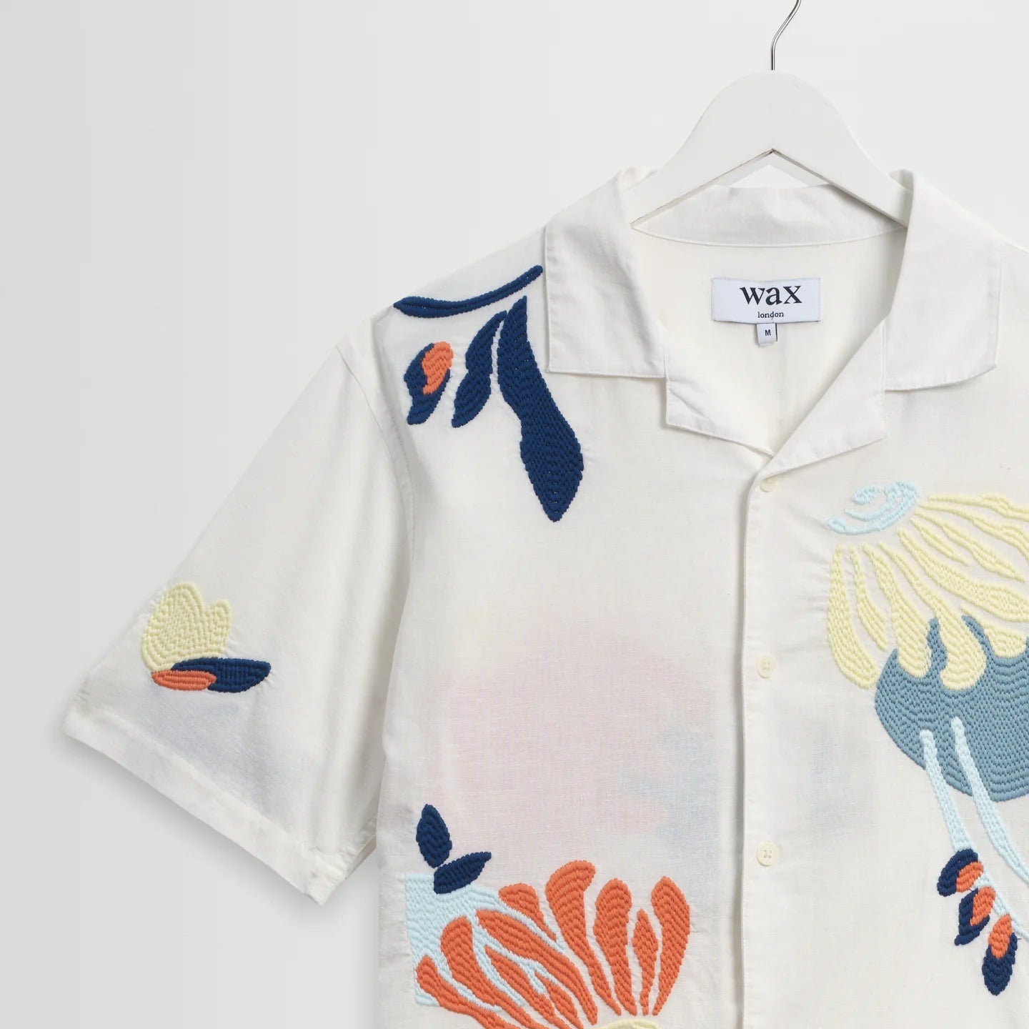Wax London Didcot Embroidered Flower SS Ecru Shirt