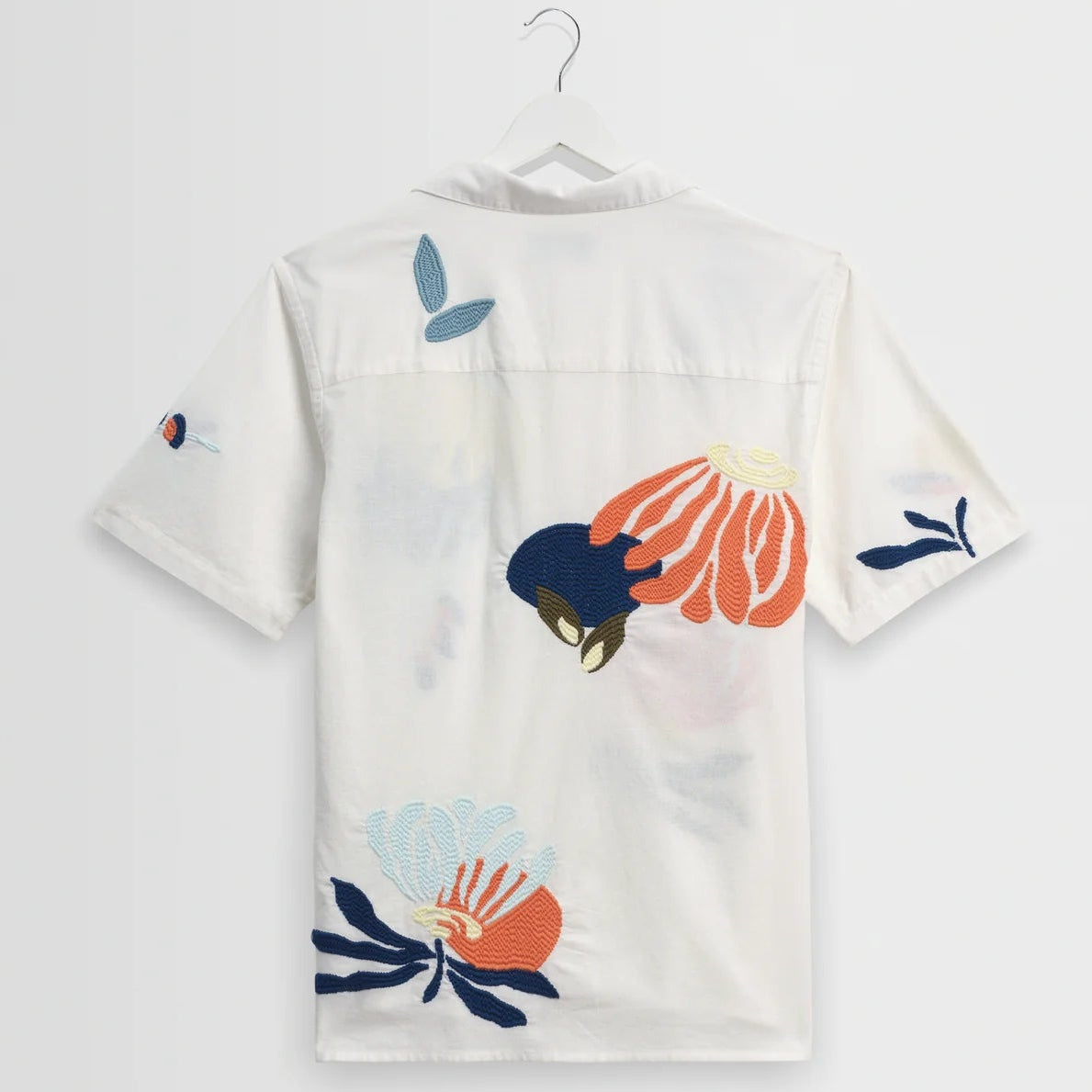 Wax London Didcot Embroidered Flower SS Ecru Shirt