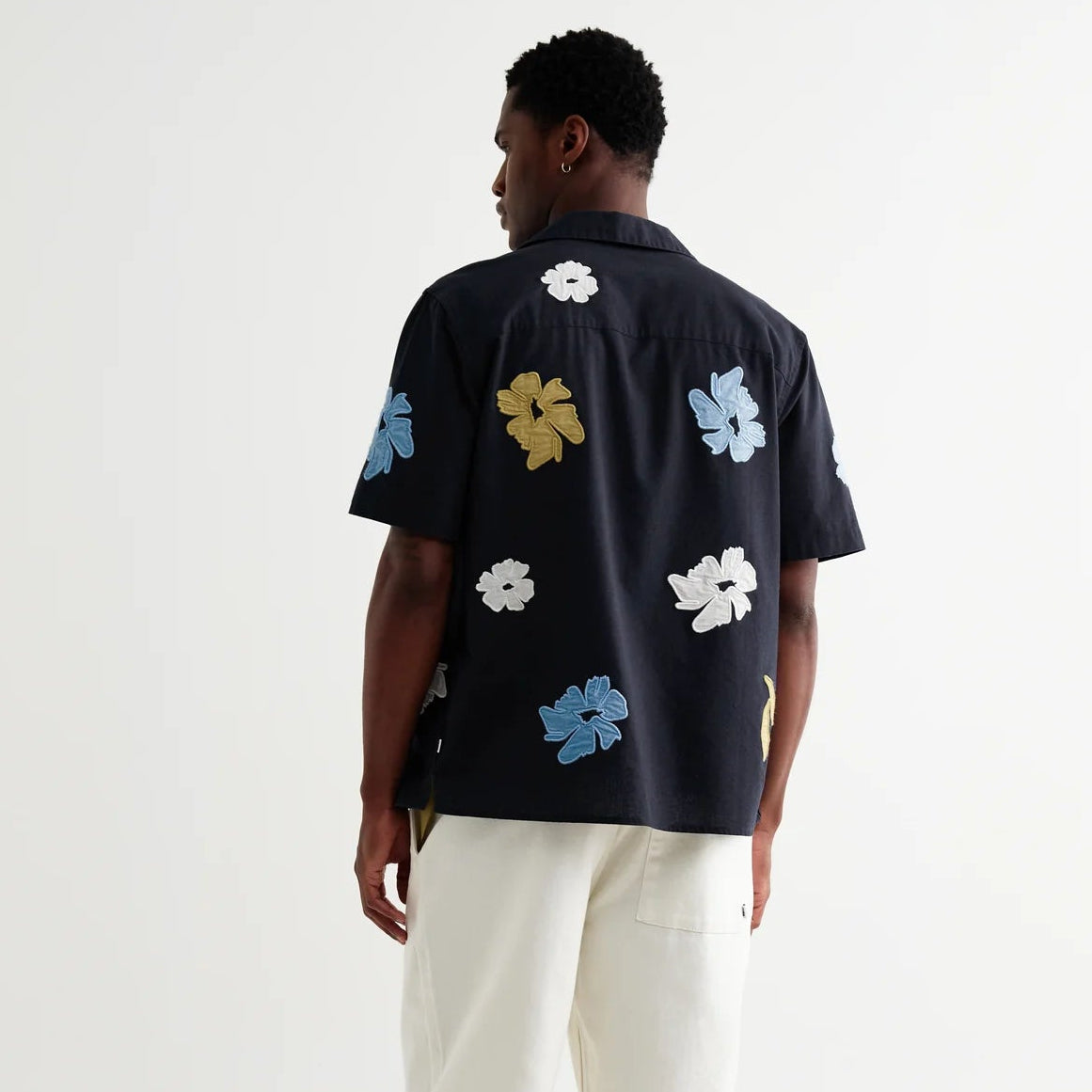Wax London Didcot Multi Colour Flower Applique SS Navy Shirt