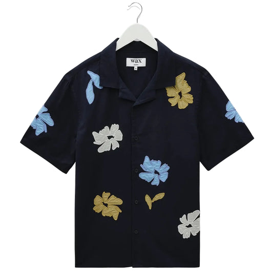 Wax London Didcot Multi Colour Flower Applique SS Navy Shirt