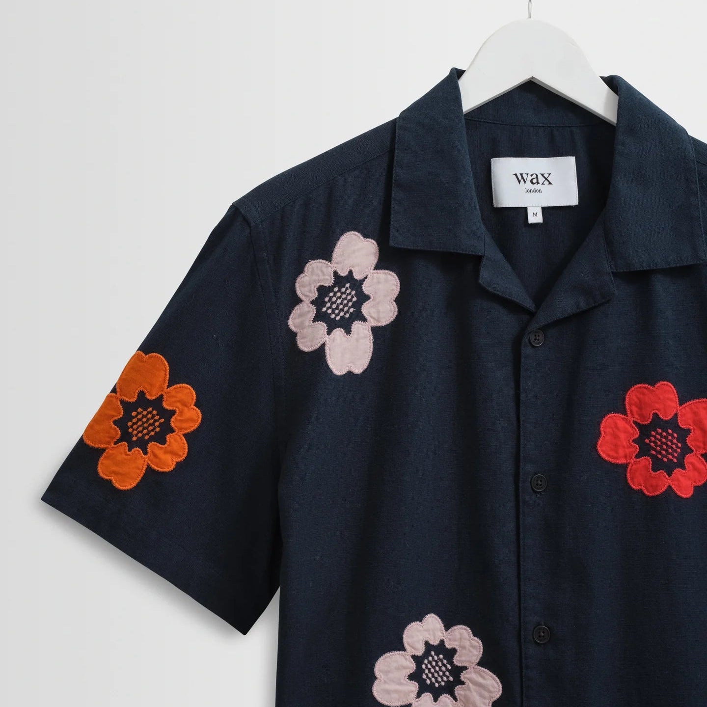 Wax London Didcot Multi Colour Flower Applique SS Navy Shirt