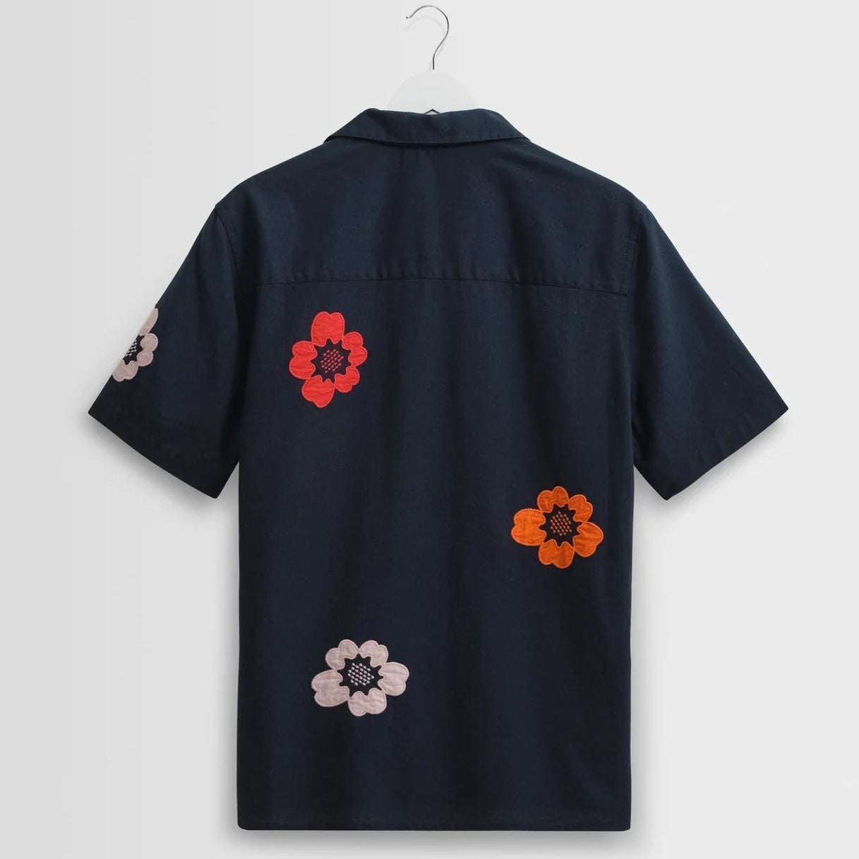 Wax London Didcot Multi Colour Flower Applique SS Navy Shirt