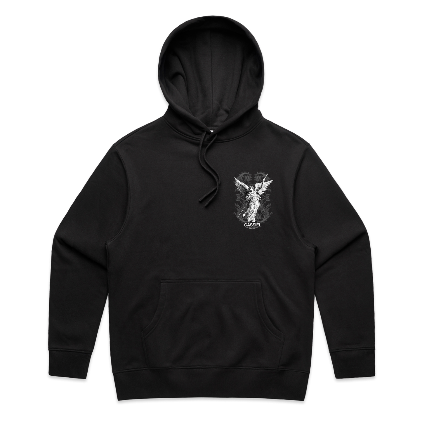 Cassiel Fleur De Lis Angel Black Heavyweight Hoodie Sweatshirt