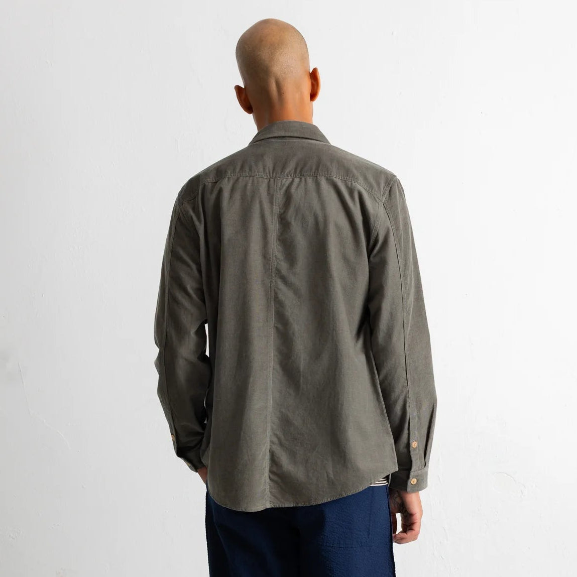 Folk Directional Baby Cord Dark Sage Shirt