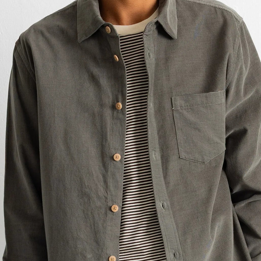 Folk Directional Baby Cord Dark Sage Shirt