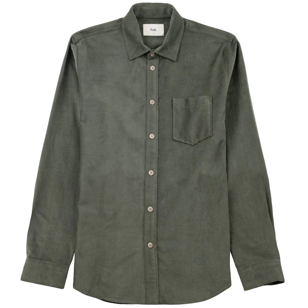 Folk Directional Baby Cord Dark Sage Shirt