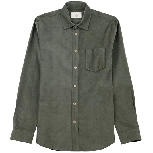 Folk Directional Baby Cord Dark Sage Shirt